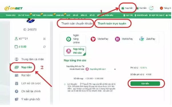 nạp tiền onbet